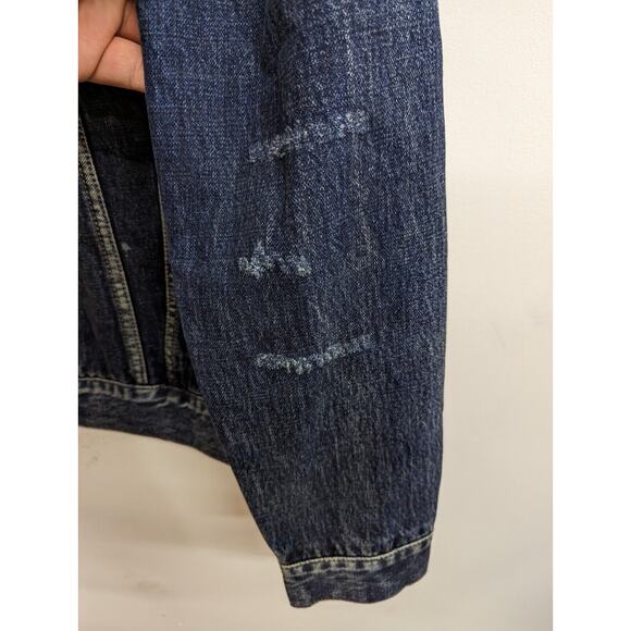 Gilded Age Mens Japanese Selvedge Denim Jacket Destroyed Optic Blue Size Small - Picture 5 of 12
